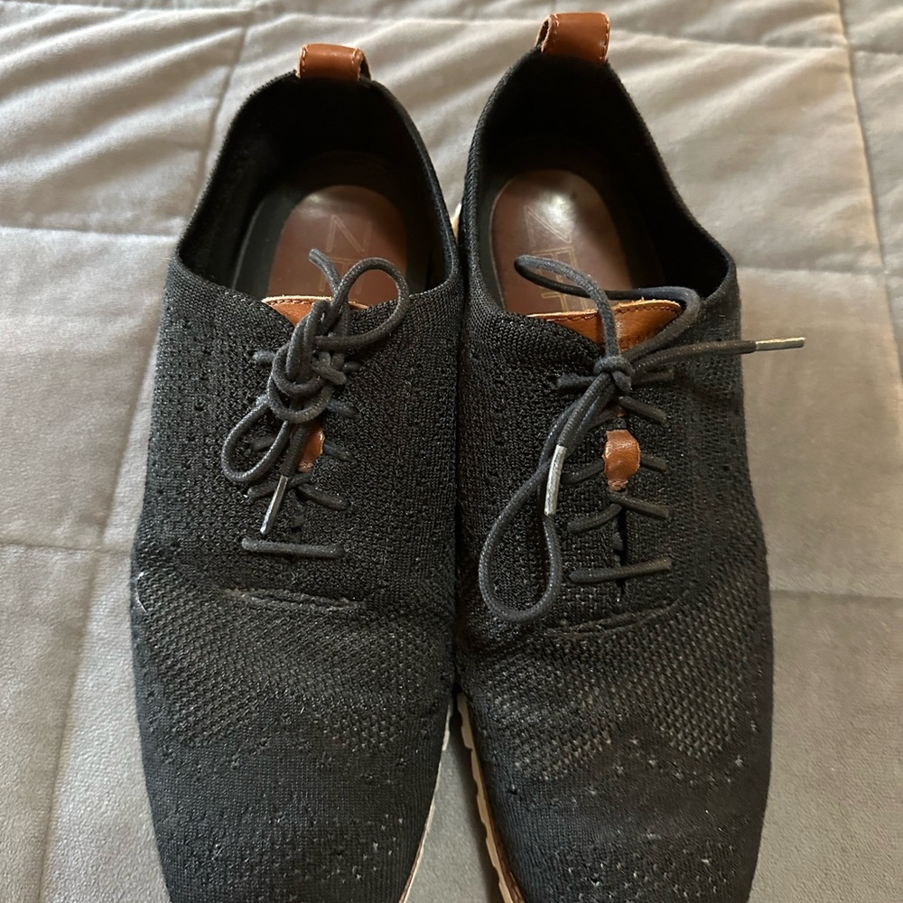 Men's Black Knit Wingtip Oxford Shoes